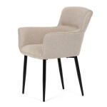 Židle jídelní, snadno čistitelná krémová látka, černý matný lak, kovové nohy