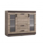 Komoda P27 130 cm Barva korpusu: Šedá, Lišta: Dub - sonoma, Barva dvířek: Trufla