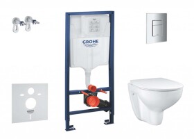 GROHE - Solido Set předstěnové instalace, klozetu a Slim sedátka Bau Ceramic, softclose, tlačítko Even, chrom SANI15BB1101