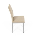 Židle jídelní, béžová látka, šedé kovové nohy