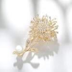 Exkluzivní brož Swarovski Elements Daisy - design sedmikrásky, Zlatá
