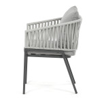 Zahradní židle, kov, polyratan, šedá, AZC-S1430 GREY