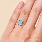 Royal Fashion prsten 14k zlato Vermeil GU-DR15849R-YELLOWGOLD-AQUAMARINE Velikost: 8 (EU: 57-58)