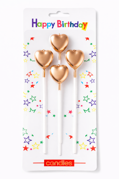 Dortová svíčka srdce bronzová 4ks