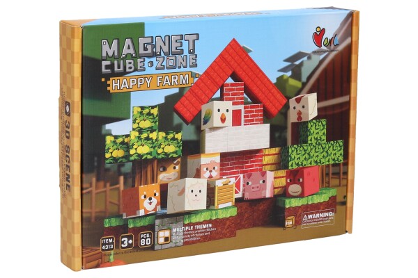 Stavebnice Magnet Cube Zone - Happy Farm 80 dílků