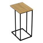 Odkládací stůl, MDF deska, dekor divoký dub, černý kov