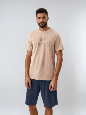 Pánské pyžamo Dreamber 42632-02X Béžová / tmavě modrá - Henderson béžová s modrou XL