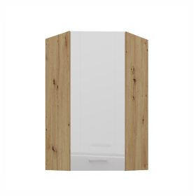Horní rohová skříňka Artisan 60x60 GN-108 1F (45°) Barva korpusu: Dub artisan, Barva dvířek: Bílý lesk