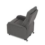 Křeslo polohovací, eletrické, šedá látka.