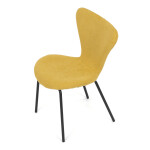 Židle jídelní, žlutá látka, nohy černý kov