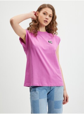 Růžové dámské tričko KARL LAGERFELD Ikonik dámské