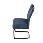 Židle jídelní, taštičkové pružiny v sedáku, modrá látka, černý kov