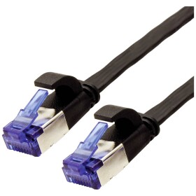 Value 21.99.0831 RJ45 síťové kabely, propojovací kabely CAT 6A F/UTP 1.00 m černá stíněný, plochý, pozlacené kontakty 1 ks