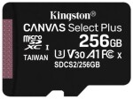 Kingston Canvas Plus microSDXC 256GB bez adaptéru / UHS-I / Class 10 / čtení: až 100 MBs / zápis: až 85MBs (SDCS2/256GBSP)