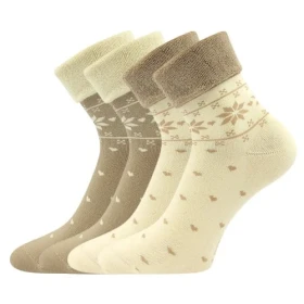 LONKA Ponožky dámské celofroté FROTANA s norským vzorem ANGORA (béžová/přírodní) (2 páry) 35-38 117864