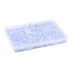 Sada písmen - bílé akrylové kostičky s černými písmeny - 6 x 6 x 6 mm - 1 balení