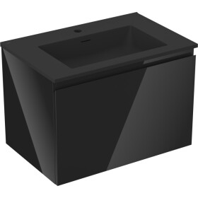 MEXEN/S - Orio koupelnová skříňka 70 cm s umyvadlem Otis, 1 šuplík, černá lesk/černá mat 91A10-07047-1-BF70-W18M71