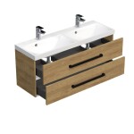 Koupelnová skříňka s černou úchytkou a umyvadlem SAT Cube Way 120x47,5x40 cm dub Hickory mat CUBE2C120ZDH CUBE2C120ZDH