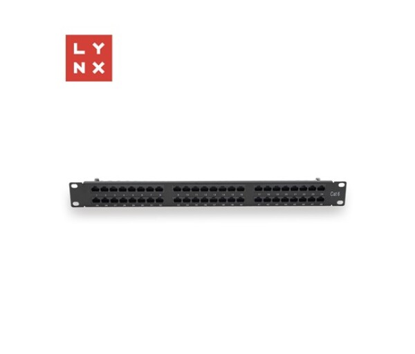 LYNX 19" patch panel 48-port, UTP Cat6, 50µ, nestíněný, černý EDF_10103085