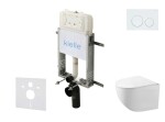 Kielle - Genesis New Set předstěnové instalace, kompaktního klozetu Gaia, Rimless, sedátka softclose a tlačítka Gemini New I, lesklá bílá 30528SZ82