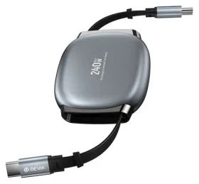 Devia Pro 2 USB-C - USB-C 1m šedá / Nabíjecí kabel / roztažitelný / PD 240W (6942297141117)