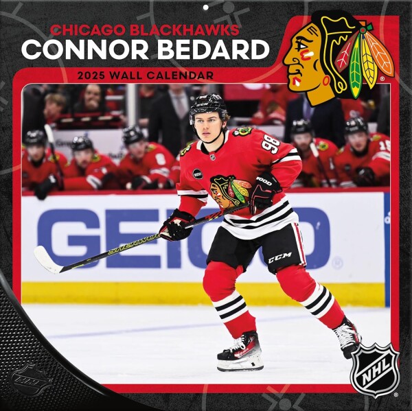 JF Turner Kalendář Chicago Blackhawks Connor Bedard 2025 Wall Calendar