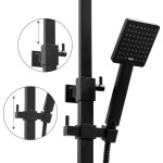 Erga Cube, sprchová souprava s pákovou baterií, vanovou výlevkou a dešťovou hlavicí 25x25cm, černá matná, ERG-YKA-BP.CUBE-25-BLK