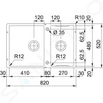 FRANKE - Box Center Dřez BWX 120-41-27, 820x520 mm, nerez 122.0579.553