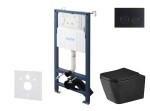 Kielle - Genesis New Set předstěnové instalace, klozetu Arkas I, Vortex Rimless+, sedátka softclose a tlačítka Gemini New II, matná černá 30528SS95