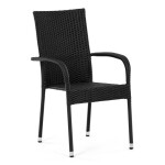 Židle zahradní, černý umělý ratan, kov, stohovatelná.