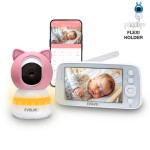 EVOLVEO Baby Monitor N5 - Set videochůvičky s 360° dohledem, obousměrnou komunikací a ukolébavkami, růžová