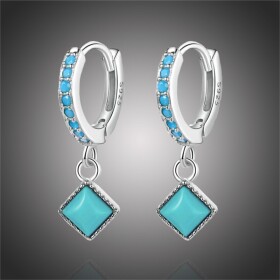 Stříbrné náušnice s tyrkysovým magnezitem Emma, stříbro 925/1000, Tyrkysová