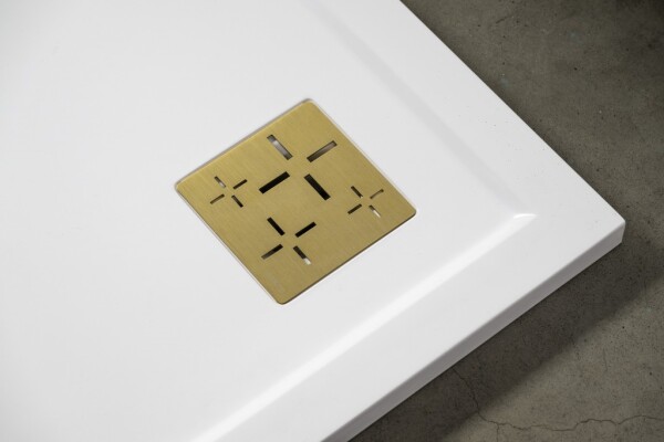 GELCO - SET - Čtvercová krytka sifonu zlatá KSM107G + sifon SN90 KSM107G-SN90