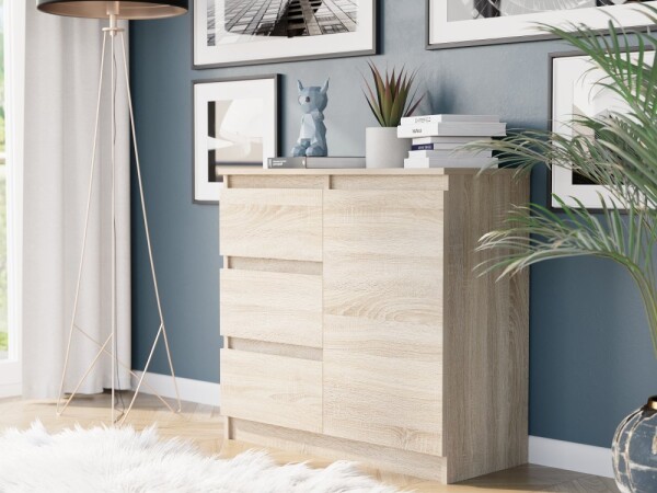 DumDekorace Komoda R-80-S3 se zásuvkami 80 cm - různé barevné varianty sonoma