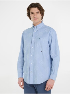 Světle modrá pánská vzorovaná košile Tommy Hilfiger Premium Oxfor Pánské