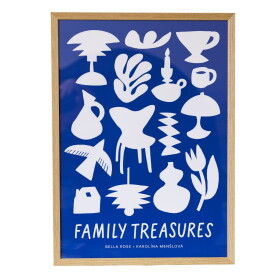 Bella Rose Plakát Family Treasures Beige / Blue 50 x 70 cm, modrá barva