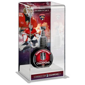 Fanatics Vitrína na puk (bez puku) Sergei Bobrovsky #72 Florida Panthers NHL 2025 Stanley Cup Champions Logo Deluxe Tall Hockey Puck Case