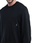 Pánské merino triko dlouhý rukáv ICEBREAKER Mens 150 Tech Lite III LS Relaxed Pocket Tee, Black velikost: XL