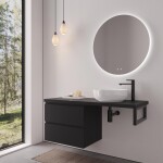 CERANO - Koupelnová skříňka Carole - černá matná + deska pod umyvadlo Navira Pro - 36 mm + konzole černá - 160x46x51,6 CER-606225