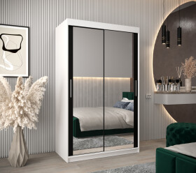 Šatní skříň Abi T3 Barva korpusu: Bílá, Rozměry: 120 cm, Dveře: Černá