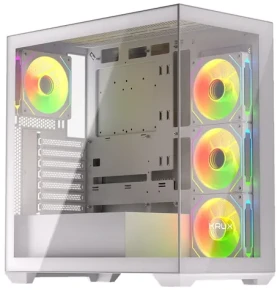 Krux Exo bílá / Počítačová skříň / Midi-Tower / ATX / tvrzené sklo / 4x RGB ventilátor (KRXD009)