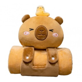 Super měkká plyšová deka s polštářem Kapibara - 100 x 170 cm