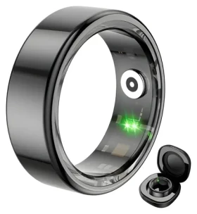 COLMI R02 velikost 10 (19,8 mm) černá / Chytrý prsten / Bluetooth 5.0 / IP68 / nabíjecí pouzdro (R02 Black 10 (case))