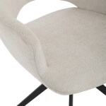 Židle jídelní, krémová látka, 360° vratný mechanismus, černý kov