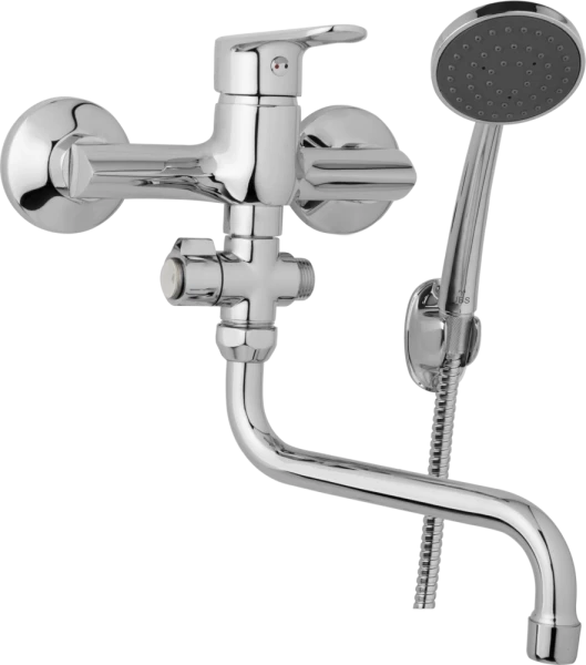 JB Sanitary Nástěnná umyvadlová a sprchová baterie FINERY, rozteč 150 mm, otočný přepínač, s příslušenstvím, trubkové ramínko 200 mm F10 37 31