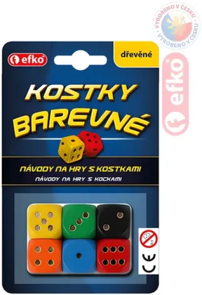 EFKO Dřevěné hrací kostky barevné 6 ks