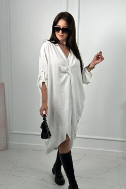 Oversize šaty s výstřihem do V bílé barvy