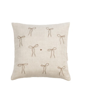 Bastion Collections Lněný povlak na polštář s výšivkou Bows 50 × 50 cm, přírodní barva, textil