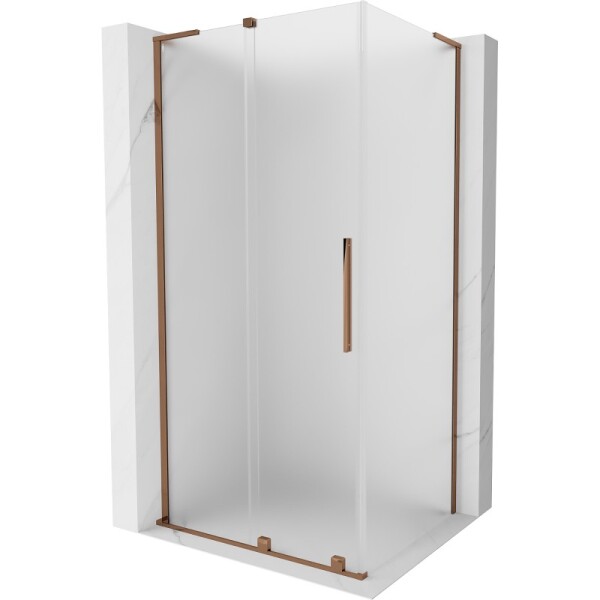 MEXEN/S - Velar L sprchový kout, posuvné dveře 120 x 80, dekor, růžové zlato 871-120-080-33-60
