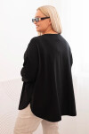 Dámská blůza Plus Size s bavlnou, s kapsou a ohrnutým rukávem černá UNI